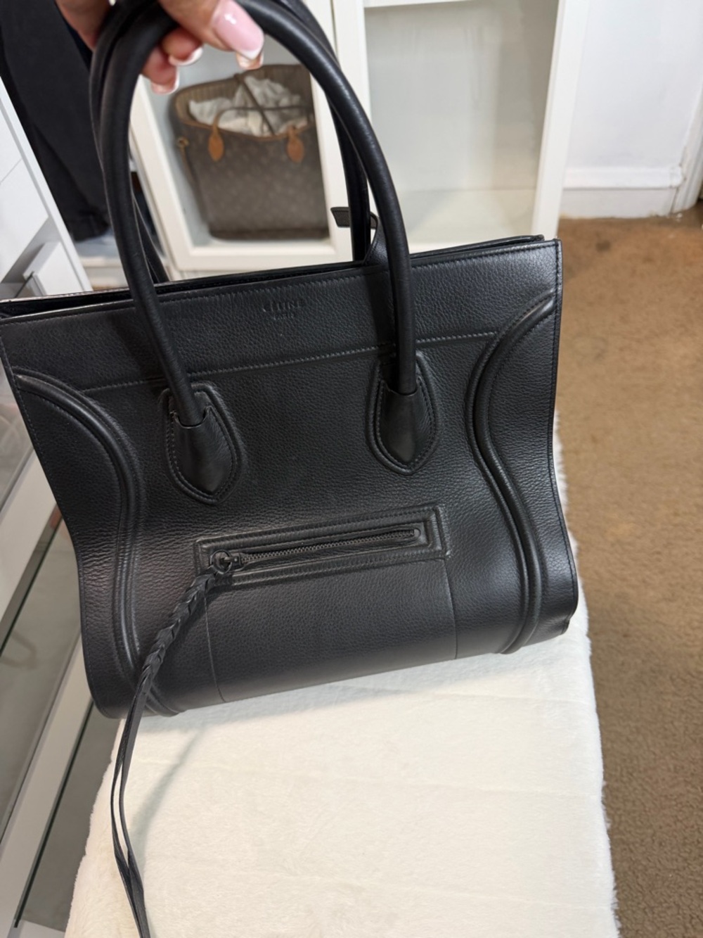Celine Black Leather Mini Luggage Tote - Picture 8 of 15